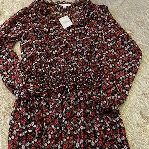 socialite red and black flower dress size small